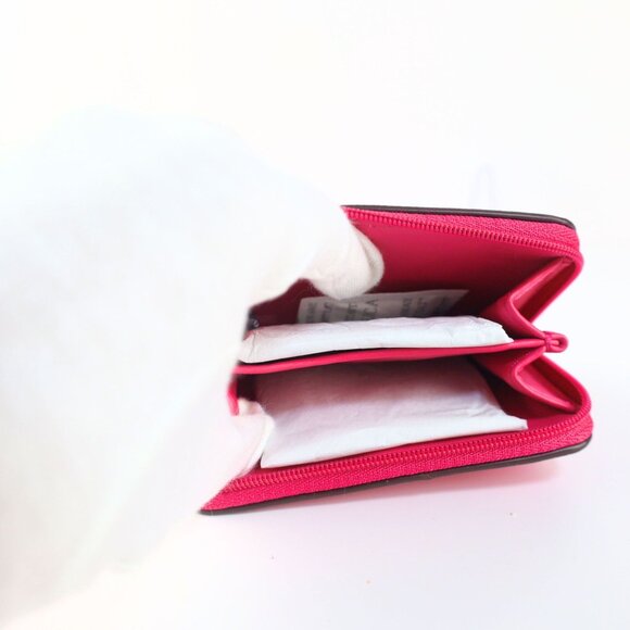 2 PC set -DKNY Lumen metallic faux-leather logo wallet + card case Pink - Picture 15 of 16